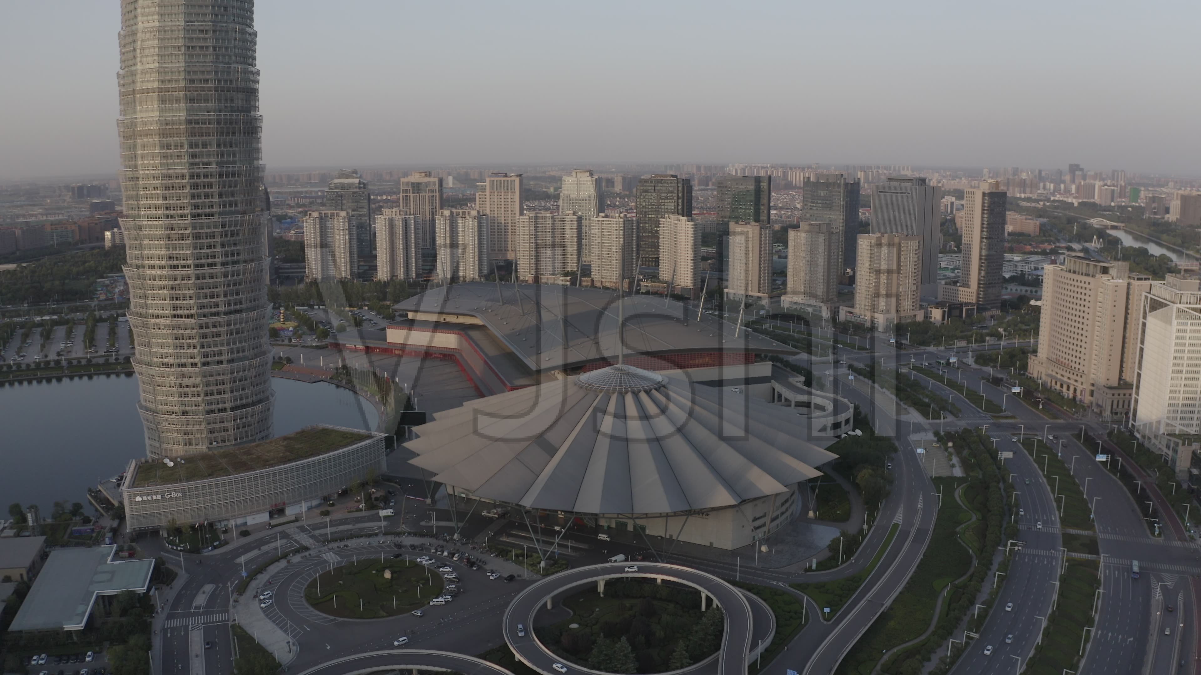 4K-log鄭州CBD國際會展中心航拍_3840X2160_高清視頻素材下載(編號:2949925)_實拍視頻